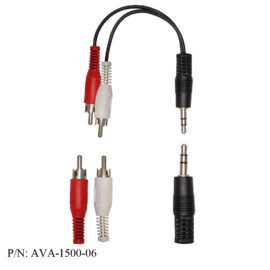 Adapter, (2) RCA Male/3.5mm Stereo Male, 6â€