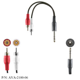 Adapter, Â¼â€œ Stereo Male/(2) RCA Male, 6â€