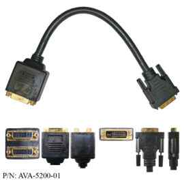 Cable, DVI-I, dual link, "Y" splitter, 1M/2F, 1'