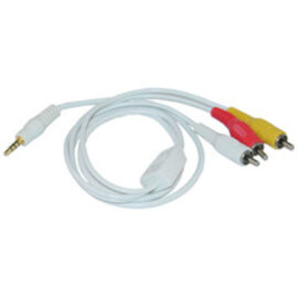 Cable, iPod AV, 3.5mm Male / 3-RCA, White, 6'
