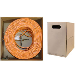 Cable, Bulk, CAT5E, UTP, Solid, 24 AWG, Plenum (CMP), Orange, 1000'