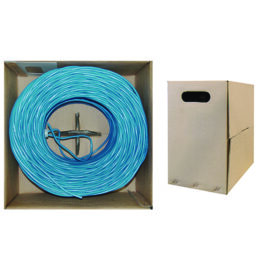 Cable, Bulk, CAT5E, UTP, Solid, 24 AWG, Plenum (CMP), Blue, 1000'
