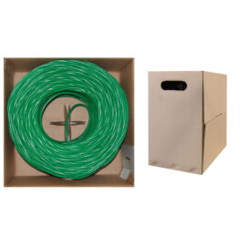 Cable, Bulk, CAT5E, UTP, Solid, 24 AWG, Plenum (CMP), Green, 1000'