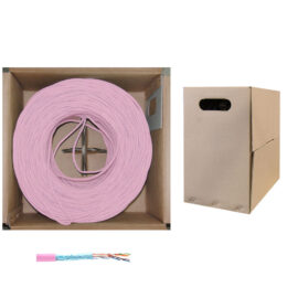 Cable, Bulk, CAT6, 550MHz, UTP, Solid, 23 AWG, Plenum (CMP), Pink, 1000'