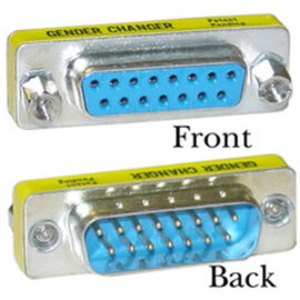 Adapter, DB15 (2-row) M/F, Slim