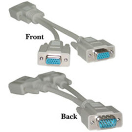 VGA Splitter Cable, HD15M to (2) HD15F, 8"