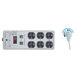 6-Outlet, Metal, Flat Rotating Plug, 3 MOV, 1080 Joules, EMI/RFI w/Modem, 10' cord