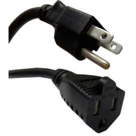 Power Extension Cord, NEMA5/15P to NEMA5/15R, 18awg, 1'