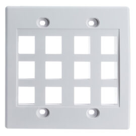 Wall plate, Keystone, 12-hole, Dual Gang, White