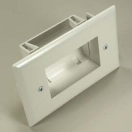 Wall Plate, White, Recessed for Easy Pass Through of Low Voltage Cable, Slim Fit