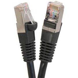 Cable, Cat5E, Shielded (STP), w/Molded Boots, Black, 1'
