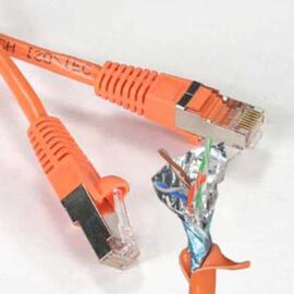 Cable, Cat5E, Shielded (STP), w/Molded Boots, Orange, 1'