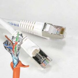 Cable, Cat5E, Shielded (STP), w/Molded Boots, White, 1'