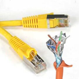 Cable, Cat5E, Shielded (STP), w/Molded Boots, Yellow, 1'