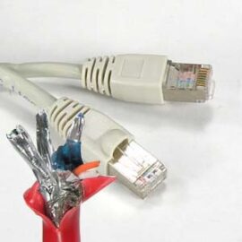 Cable, Cat6, 2x Shielded (SSTP), w/Molded Boots, Gray, 1'