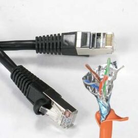 Cable, Cat6, 2x Shielded (SSTP), w/Molded Boots, Black, 5'