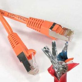 Cable, Cat6, 2x Shielded (SSTP), w/Molded Boots, Orange, 6'