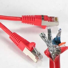 Cable, Cat6, 2x Shielded (SSTP), w/Molded Boots, Red, 1'