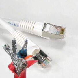 Cable, Cat6, 2x Shielded (SSTP), w/Molded Boots, White, 7'