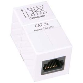Coupler, RJ45, Cat5E, Crossover, F/F, White