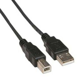 Cable, USB 2.0, A Male to B Male, Black, 1'