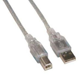 Cable, USB 2.0, A male to B male, clear, 10'
