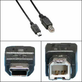 Cable, USB, B Male to Mini-B 5-pin, Black, 3'