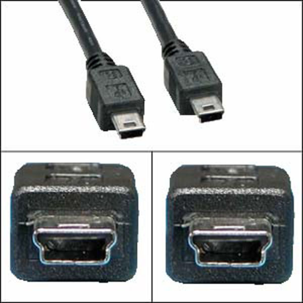 Cable, USB, Mini-B 5-pin, M/M, Black, 3' - Compatible Inc