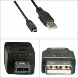 Cable, USB, A to Mini-B 4-pin, Black, 6'