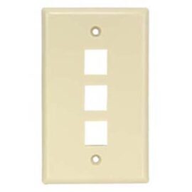Wall plate, Keystone, 3-hole, Ivory
