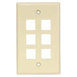 Wall plate, Keystone, 6-hole, Ivory