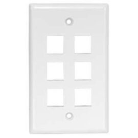 Wall plate, Keystone, 6-hole, White