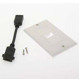 Wall plate, HDMI, 1-Port, White, with 4" dongle