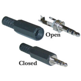 Connector, 3.5mm stereo, solder type, male