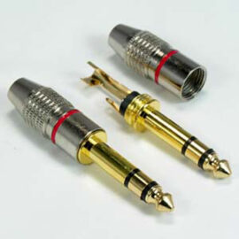 Connector, 1/4" Stereo Male Solder Type, Gold