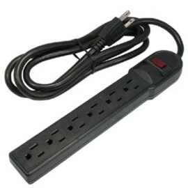 Surge Protector, 6 Outlet, 15A/90Joules, Plastic, 6' cord, Black