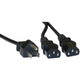 Y-Power Cord, NEMA5/15P to (2) C13, UL, Black, 1.5'