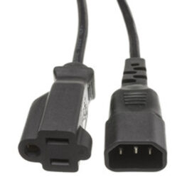 Power Cord, C13 Male / NEMA5/15R, UL, Black, 1'