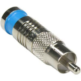 Connector, RG6, Quad Shield, RCA, Compression, Blue