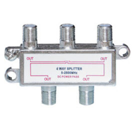 Splitter, F-Pin, 4-way, 2GHz, 90dB, DC Passing