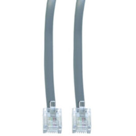 Cable, RJ11 6P4C, Silver Satin, Straight for Data, 1'