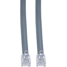 Cable, RJ11 6P4C, Silver Satin, Reversed for Voice, 1'