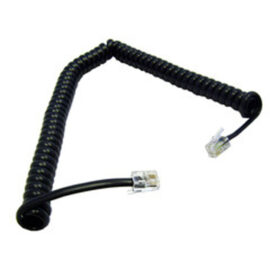 Cable, RJ22 4P4C, Coiled, Black, 15'