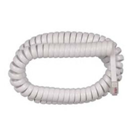 Cable, RJ22 4P4C, Coiled, White, 15'