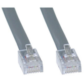 Cable, RJ45 8P8C, Silver Satin, Reversed for Voice, 14'