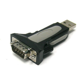 USB to Serial Adaptor, USB A Male / DB9 Male (2-Piece), 3 ft (FTDI chipset)..