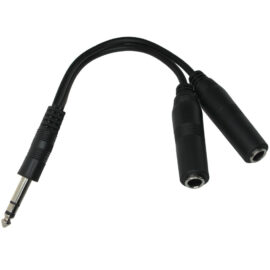 Adapter, (2) 1/4" Stereo Female/ (1) 1/4" Stereo Male, 9-inch