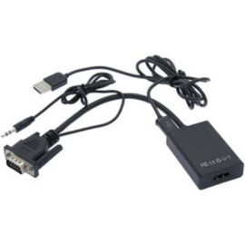 Adapter, VGA + Audio to HDMI, 8" (USB connector provides power)