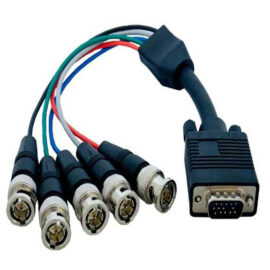 Cable, VGA Male to 5-BNC Male, Double-shielded, 1'
