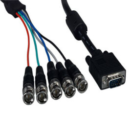Cable, VGA Male to 5-BNC Male, Double-shielded, with ferrite, Black, 10'